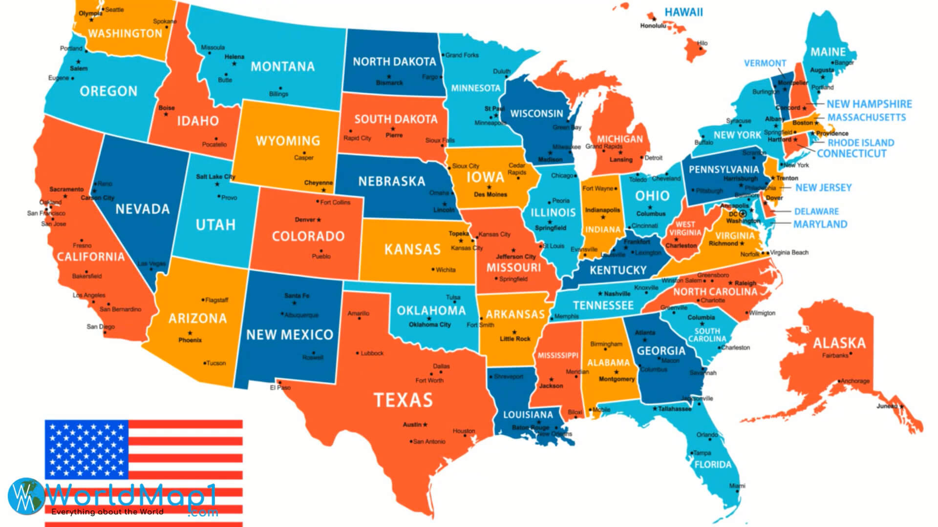 Printable United State Map with State Names